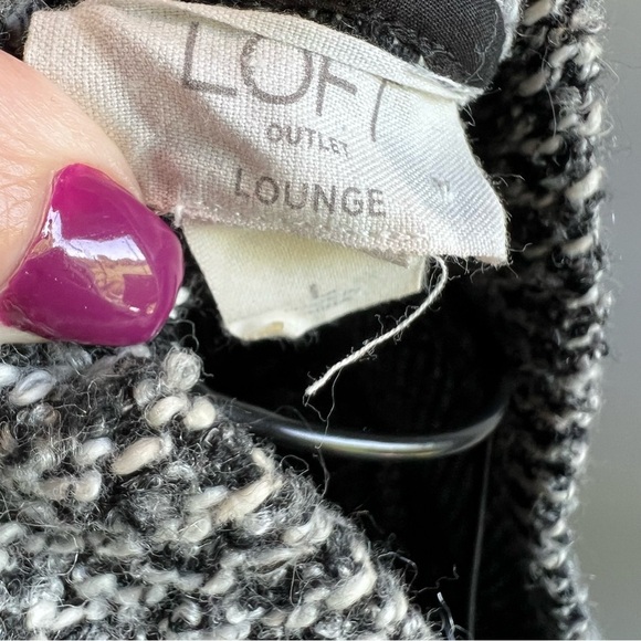 LOFT Outlet Lounge Black, Gray Chunky Open Layering Cardigan Sweater Size L - Picture 4 of 6